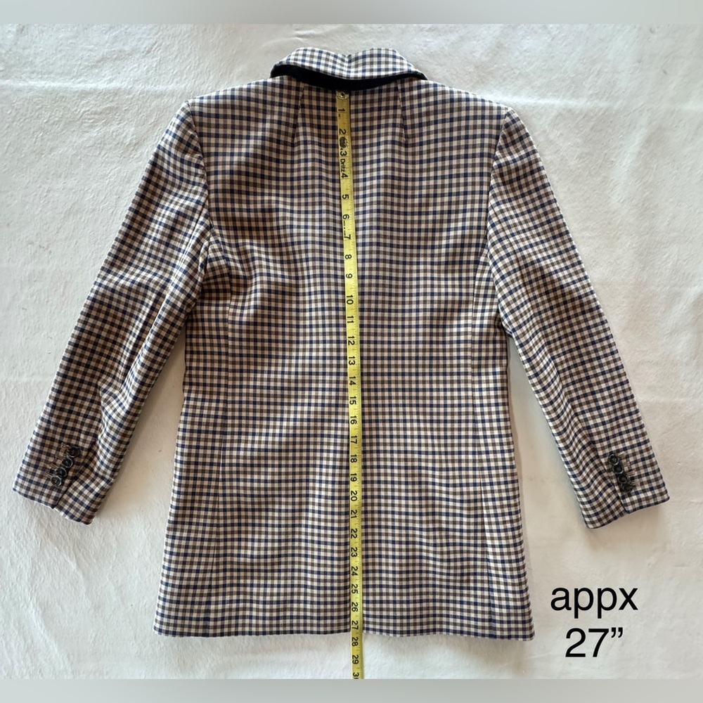 J Crew Alfie Blazer Italian Stretch Wool Honey Plaid (Sz 0P) - Picture 14 of 17